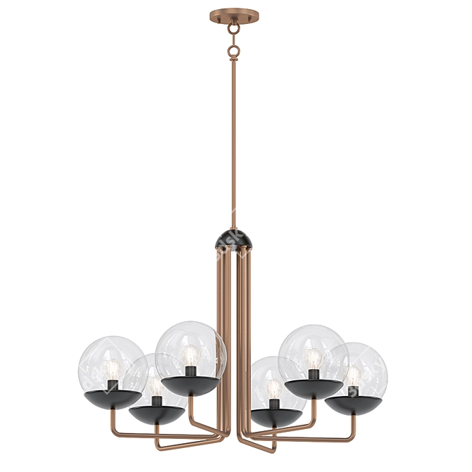 Stylish 6-Light Chandelier with Glass Orbs 3D model image 1