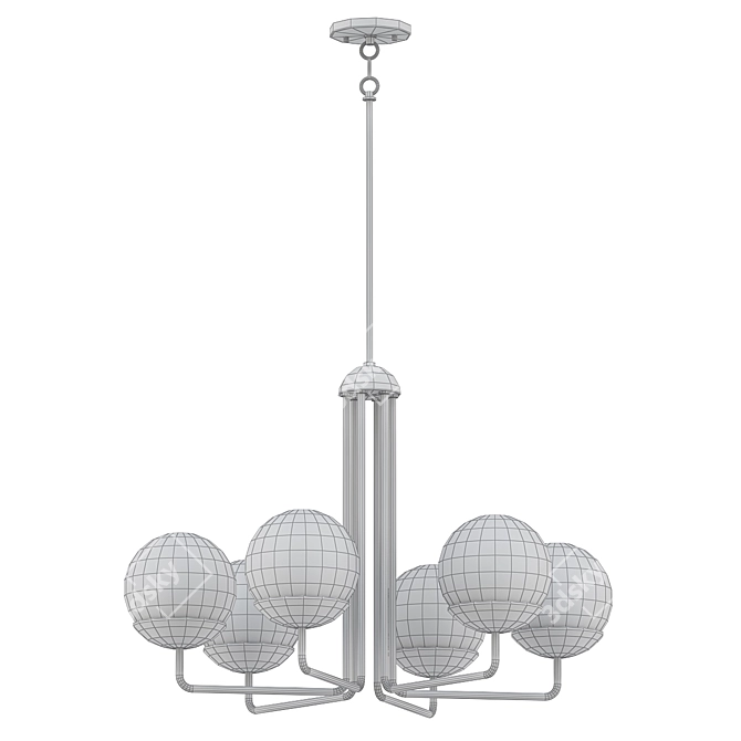 Stylish 6-Light Chandelier with Glass Orbs 3D model image 2