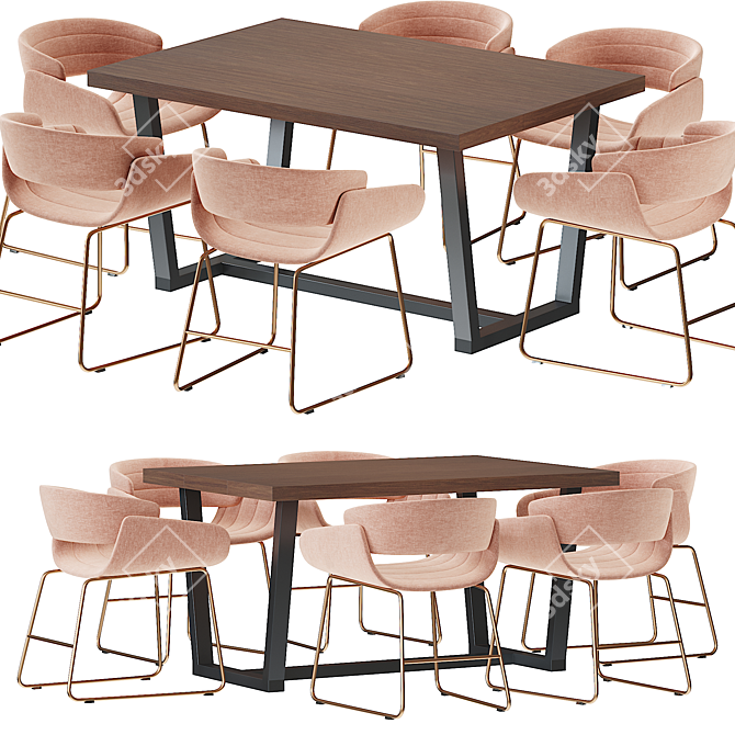 Blu Dot Racer Dining Table - Sleek, Modern Design 3D model image 2