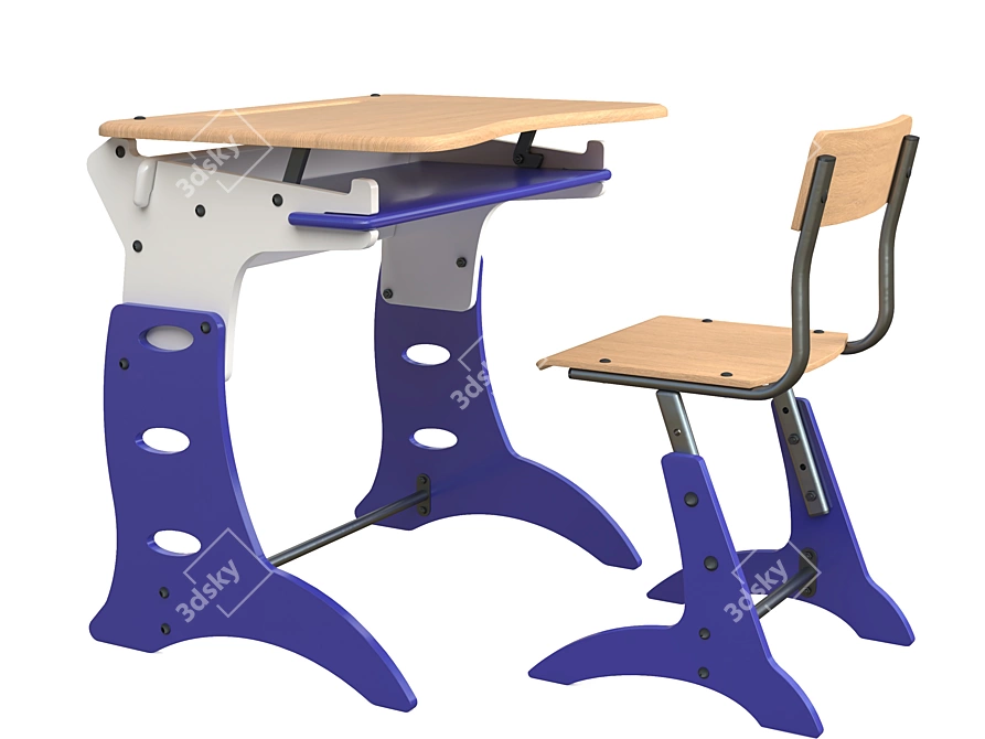 ErgoDesk: Ideal School Desk & Chair 3D model image 1