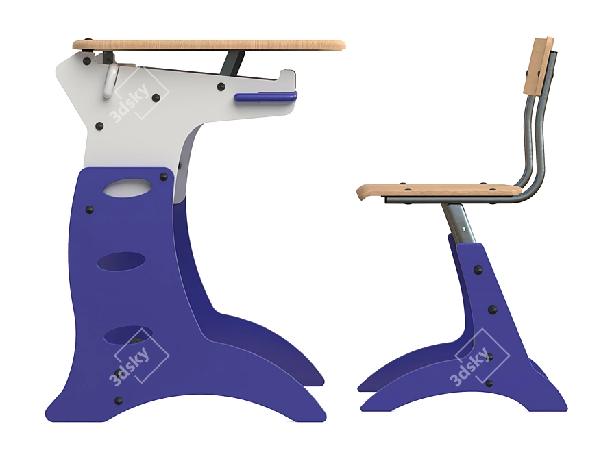 ErgoDesk: Ideal School Desk & Chair 3D model image 2