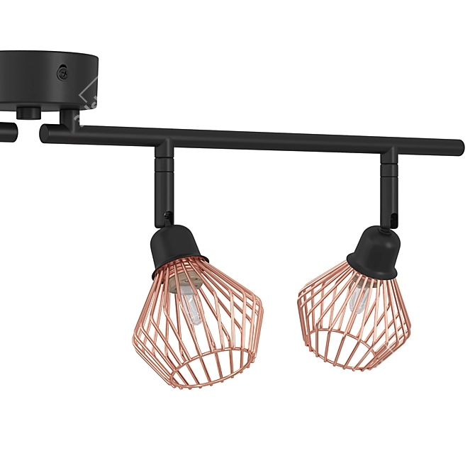 Copper Volga 4-Light Metal Ceiling Lamp 3D model image 2