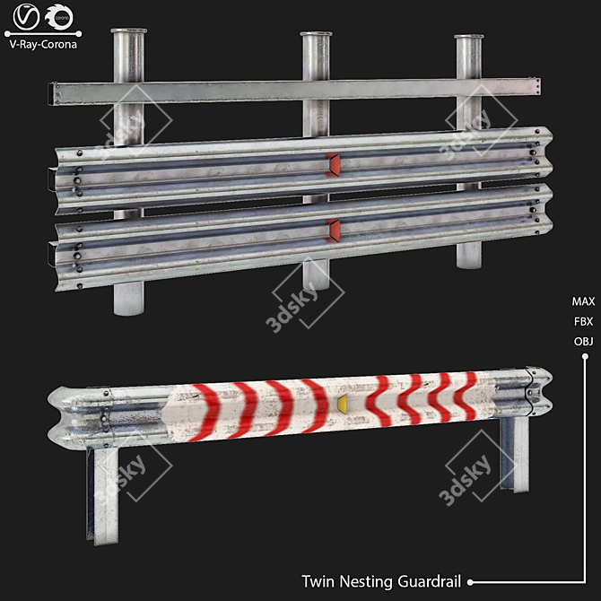 Space-Saving Twin Guardrail 3D model image 1