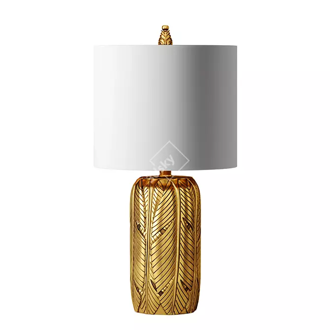 Golden Leaf Harp Table Lamp 3D model image 1