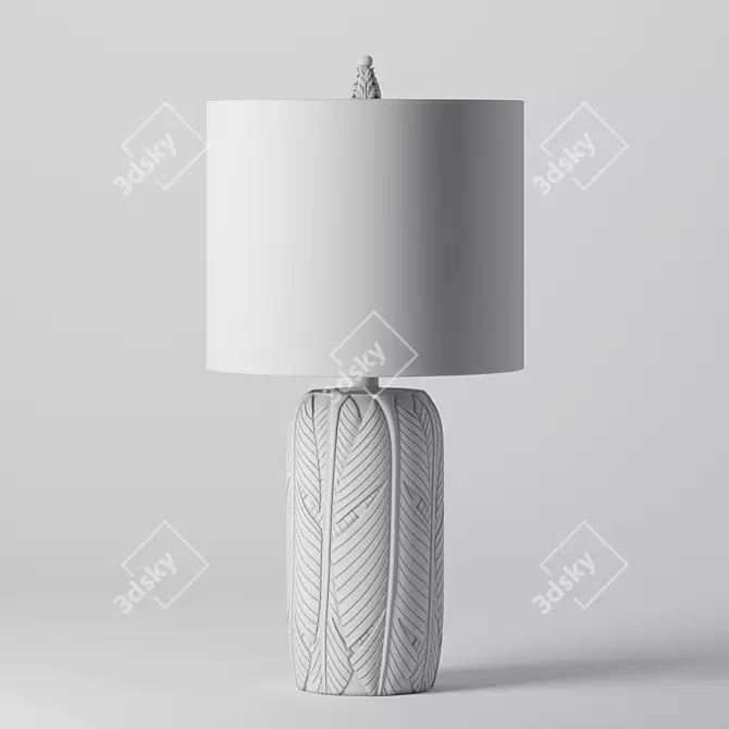 Golden Leaf Harp Table Lamp 3D model image 2