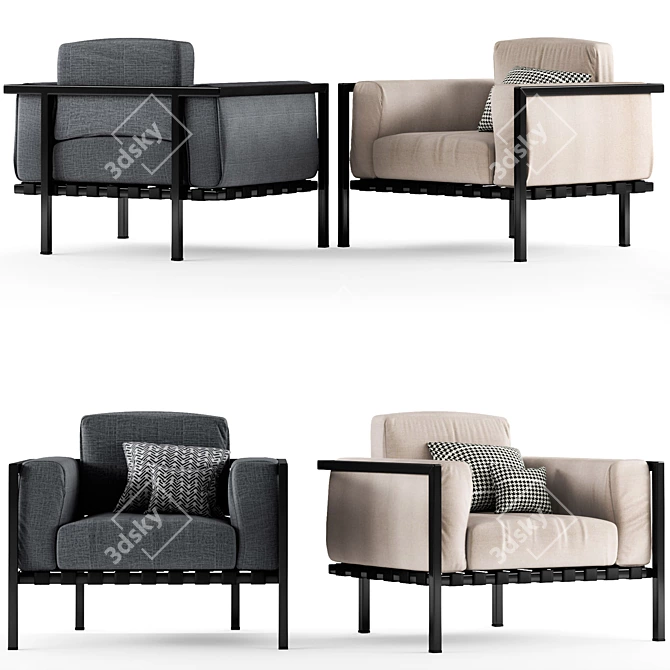 Stylish Natal Alu Armchair 3D model image 1