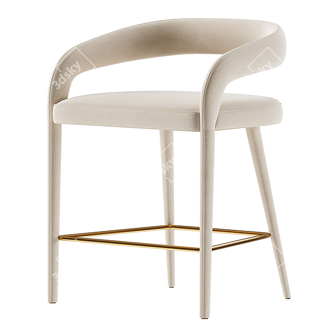 Modern White Counter Stool 3D model image 1