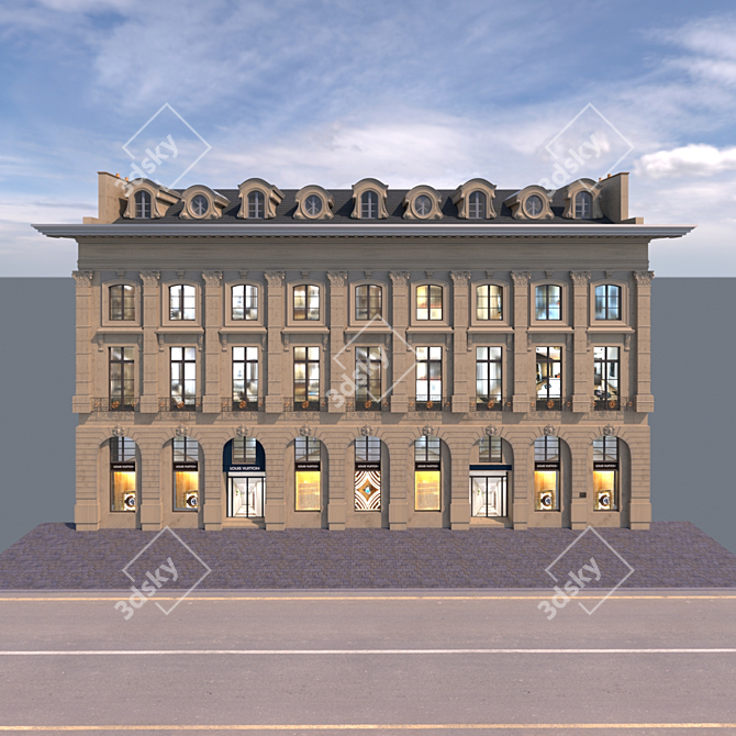 Stunning 3D Facade for Background 3D model image 2