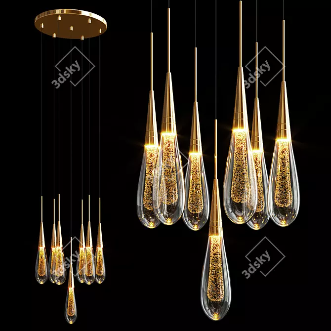 Elegant Glass Pendant Lighting 3D model image 1