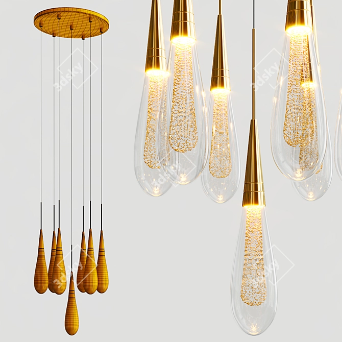 Elegant Glass Pendant Lighting 3D model image 2