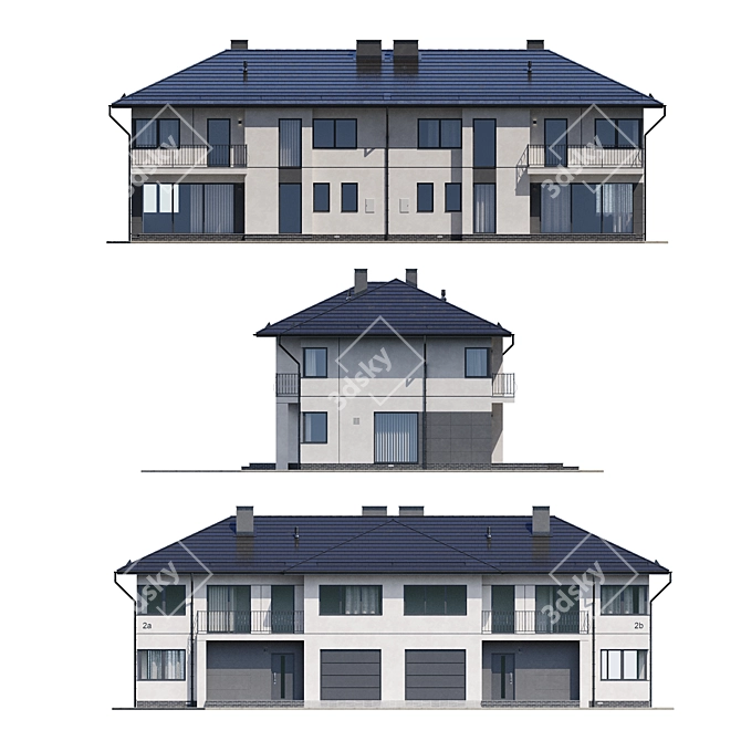 Modern Spacious Cottage 3D Model 3D model image 3
