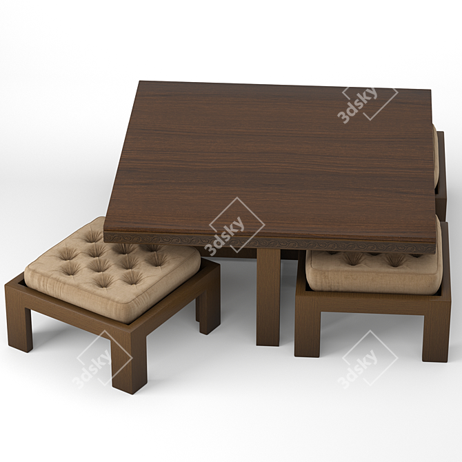 Indian Kivaha-4: Elegant Coffee Table 3D model image 3