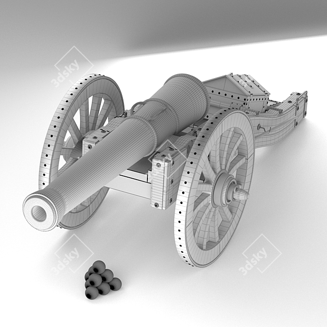 Ancient Warfare: 12-Pound Field Cannon 3D model image 9