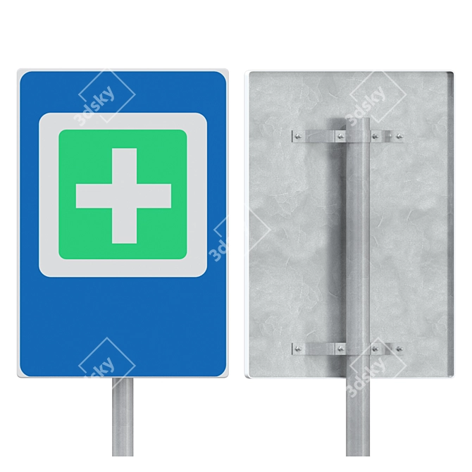 Service Signs Set - 600mm x 80mm x 2000mm 3D model image 2