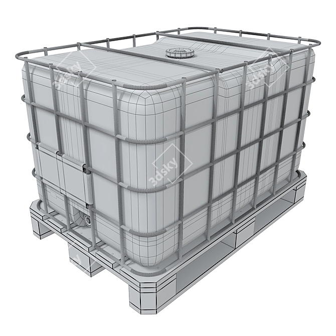 1000l Euro-Cubes on Wooden Pallet 3D model image 2