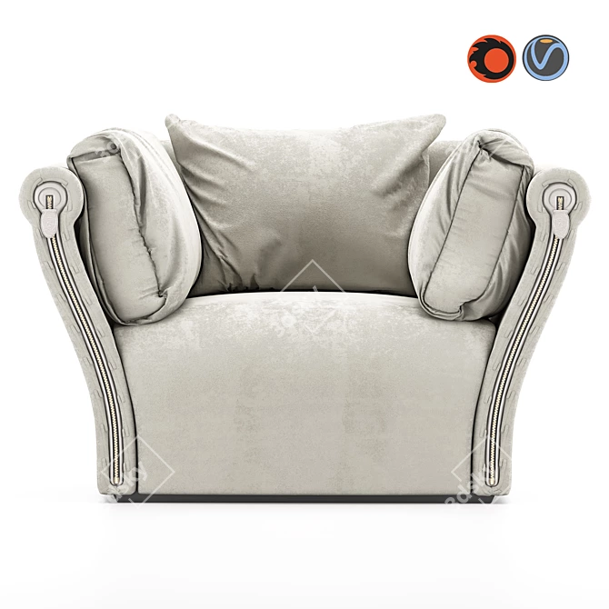Luxury Leather Armchair: Tonino Lamborghini TL-2576 3D model image 3