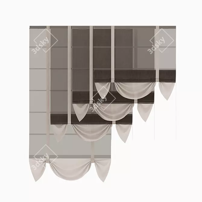 Tulle Roman Blinds: Soft Bottom, 4 Positions 3D model image 1