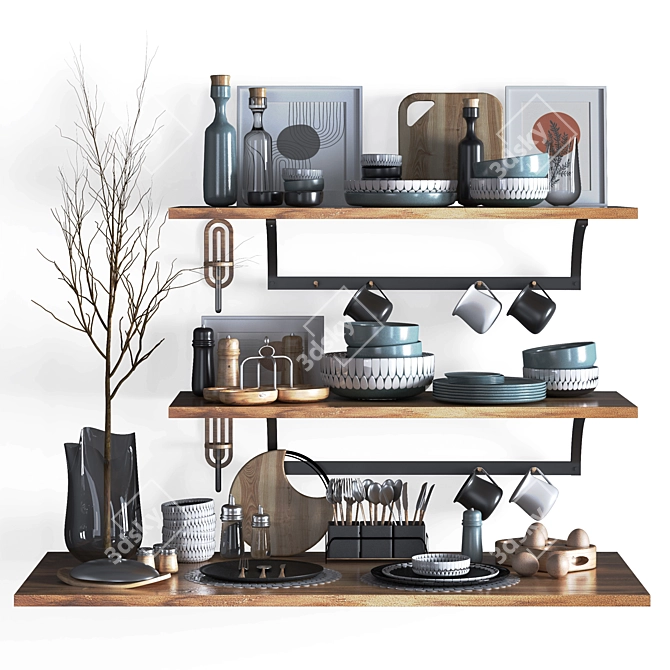 Modern Kitchen Accessories Bundle 3D model image 7
