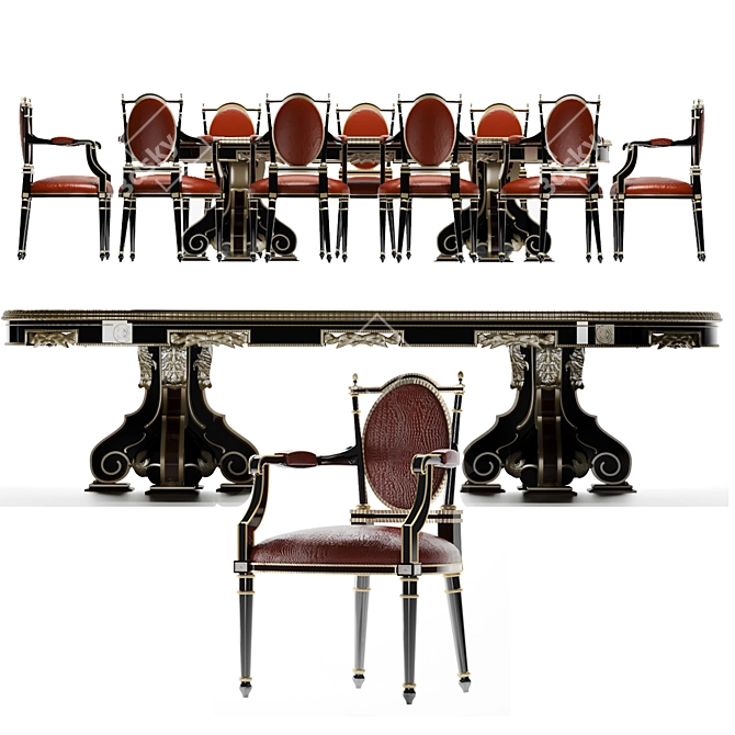 Elegant CITTERIO LILLE Table Set 3D model image 1