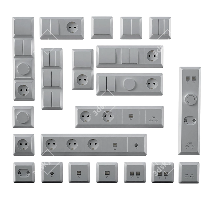 Schneider Electric Glossa Switches & Sockets - 3D Model 3D model image 2