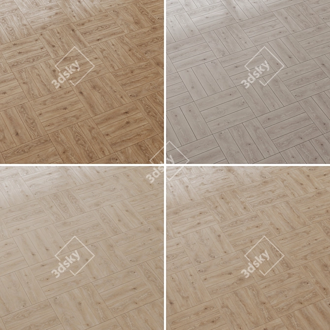 Cashmere Oak Wood Flooring Set 3D model image 4