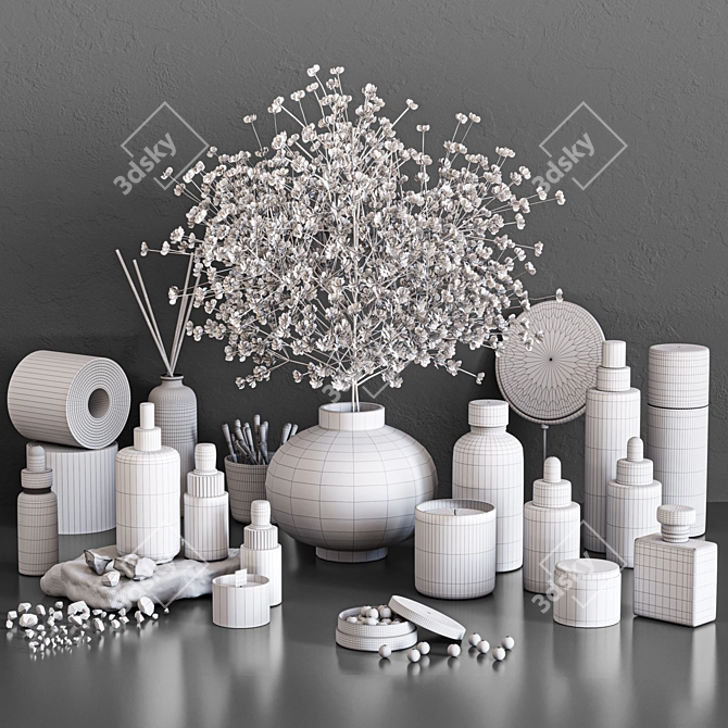 Elegant Bathroom Accessory Set 3D model image 2