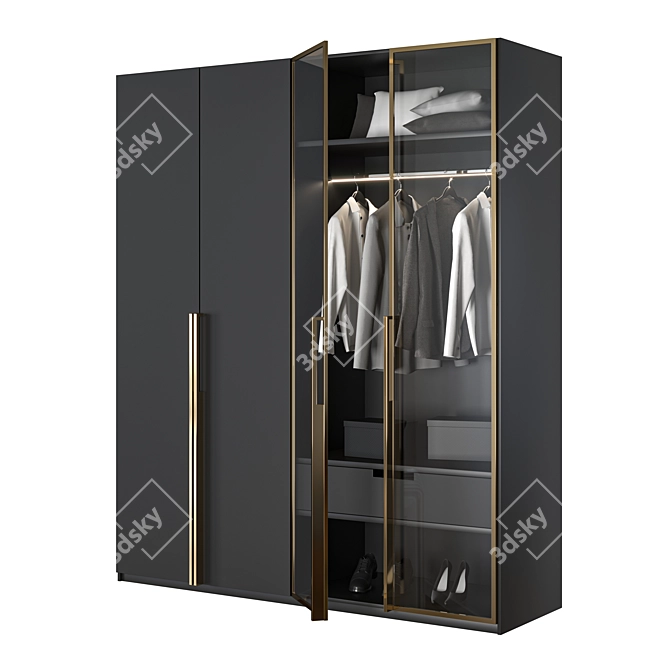 Spacious 3-Door Cupboard 3D model image 2