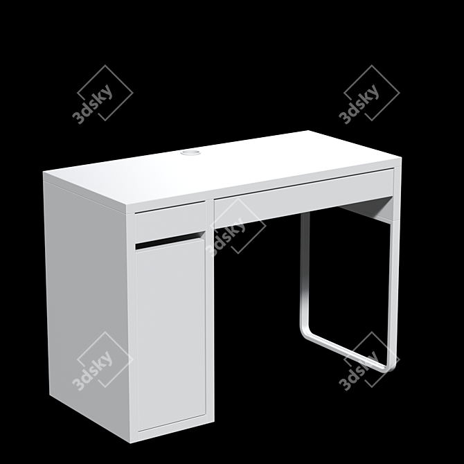 Modern White Writing Desk: MICKE 3D model image 1