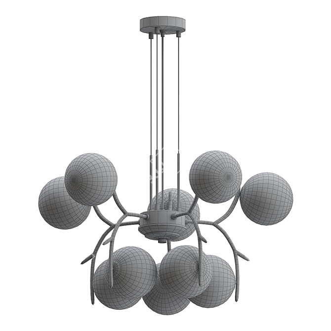 Modern Brass Pendant Chandelier 3D model image 2