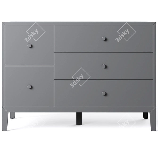 Simple Kids Wide Dresser 3D model image 3