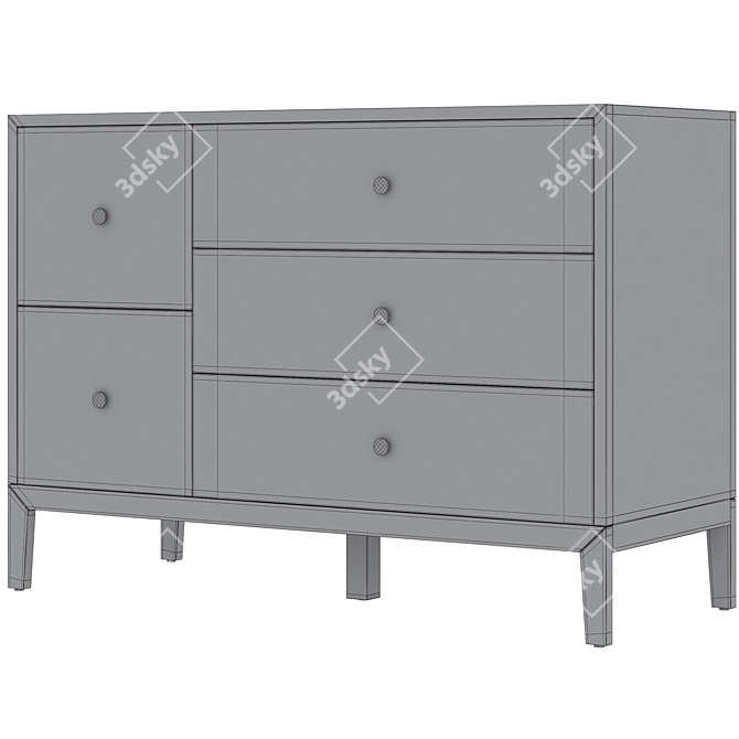 Simple Kids Wide Dresser 3D model image 5