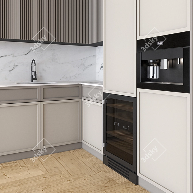 Modern Kitchen Corner with Appliances 3D model image 3