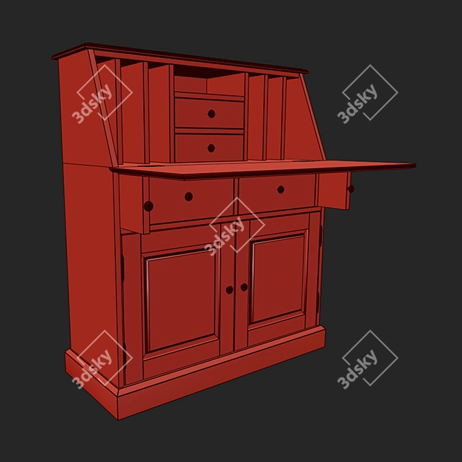 Betta Pine Secretary - Elegant and Practical 3D model image 8