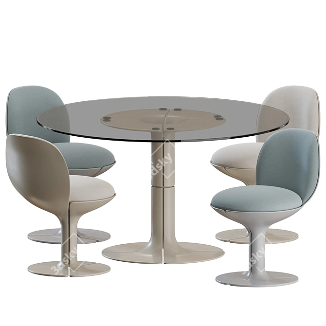 Mid Century Elysee Dining Set 3D model image 1