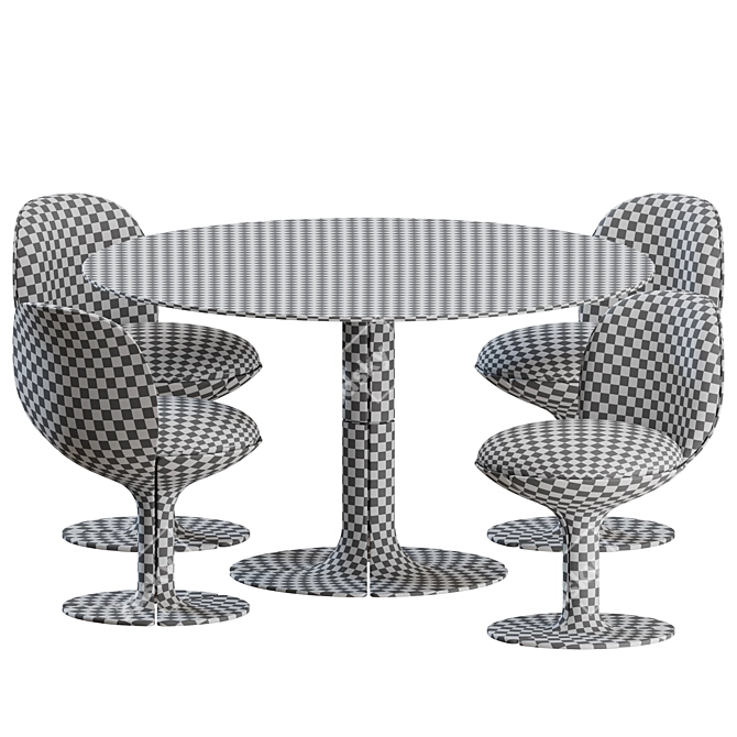 Mid Century Elysee Dining Set 3D model image 2