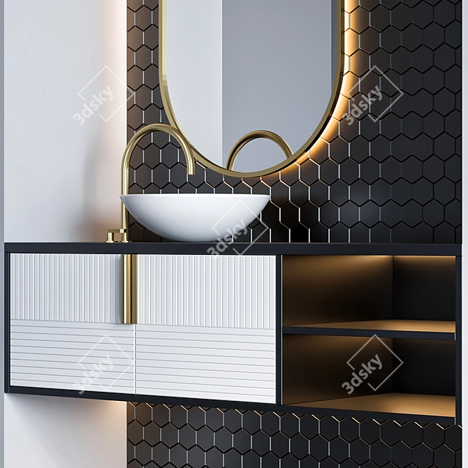 Modern Bathroom Furniture Set 3D model image 4