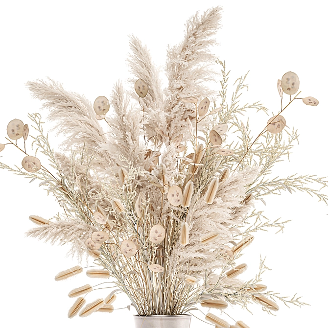 Elegant White Reed Floral Arrangement 3D model image 3