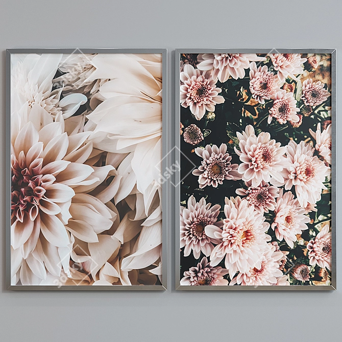 Modern Flower Picture Frame Set 3D model image 3