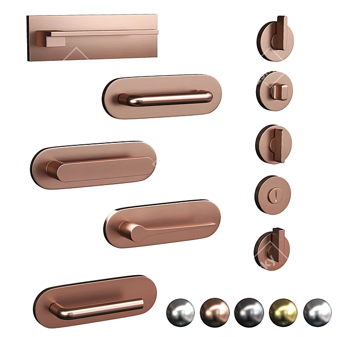 Elegant Olivari Door Handles 3D model image 1