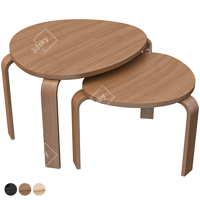 Sleek Birch Veneer Dining Set 3D model image 2