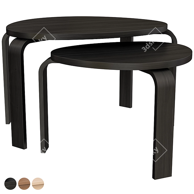 Sleek Birch Veneer Dining Set 3D model image 3