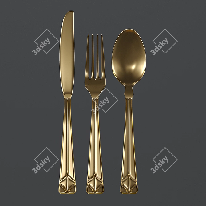 Golden Cutlery Set | 69.119 Polygons | 35.822 Vertices 3D model image 2