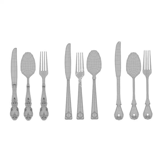 Golden Cutlery Set | 69.119 Polygons | 35.822 Vertices 3D model image 5