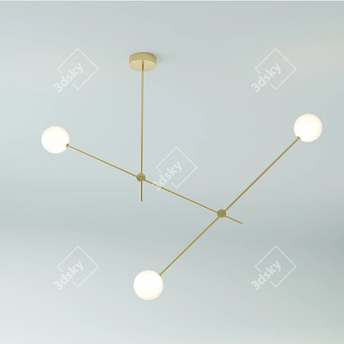 Elegant Brass Globe Pendant 3D model image 1