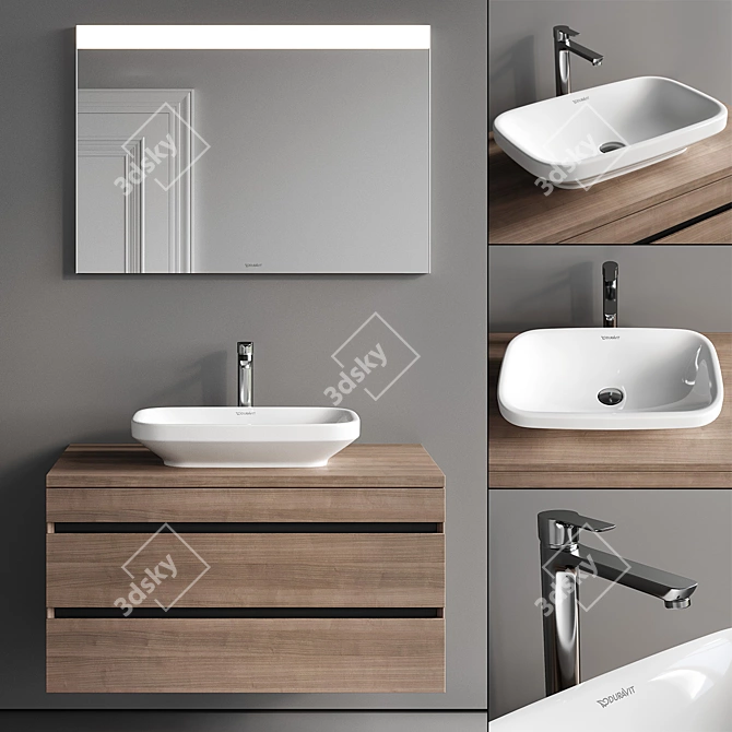 DuraStyle Wall-Mounted Vanity Set 3D model image 1