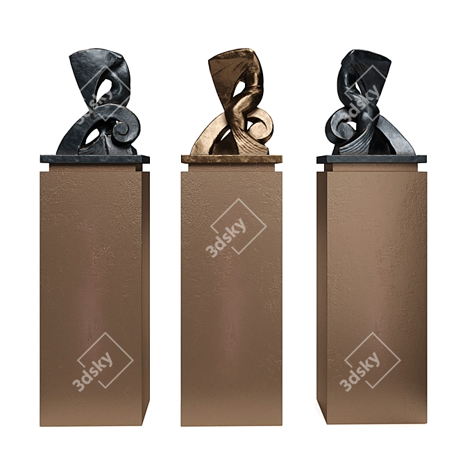 Metal Wave Sculpture 3D model image 1