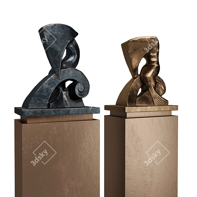 Metal Wave Sculpture 3D model image 6