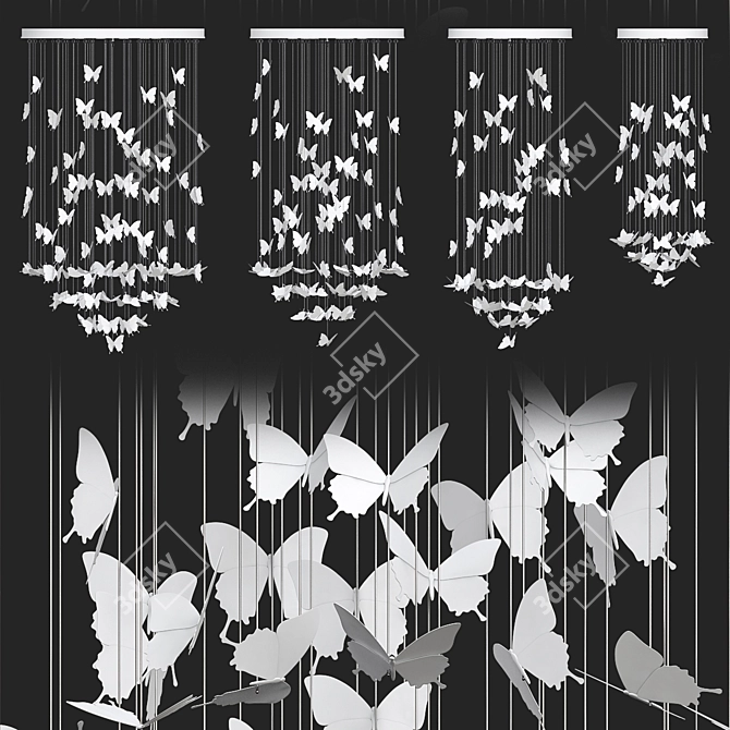Ethereal Night Butterflies Chandelier 3D model image 2