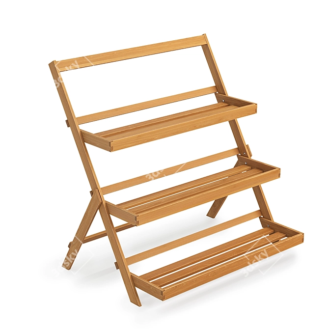 Foldable Acacia Plant Stand 3D model image 1
