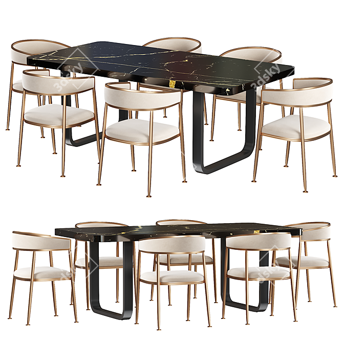 Nordic Accent Dining Table 3D model image 1